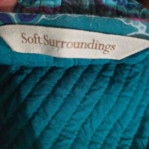 Soft Surroundings Quilted Jacket Green Paisley Cotton Mandala Print Artistic XS - Picture 9 of 16